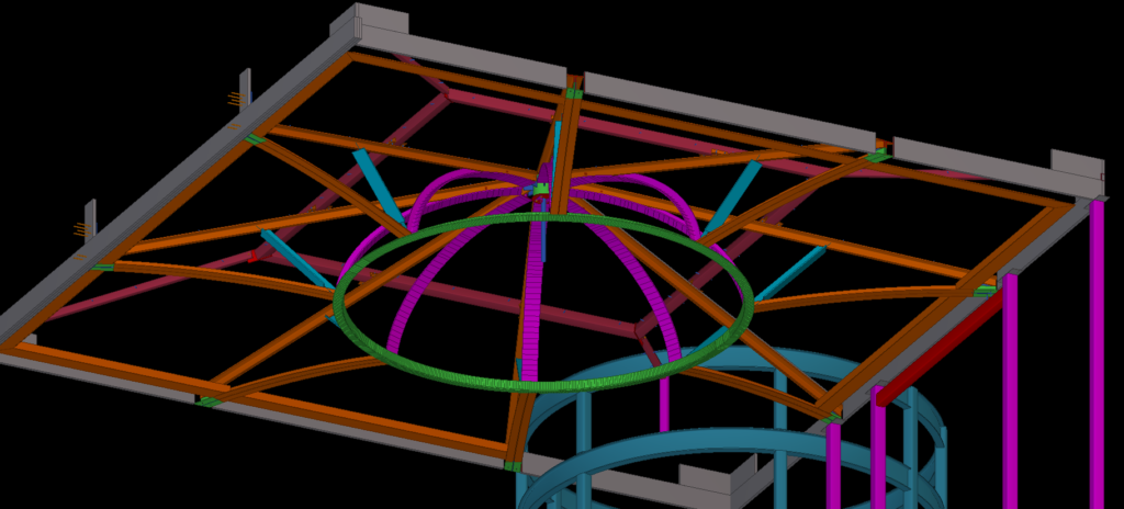 Roof truss with circular feature